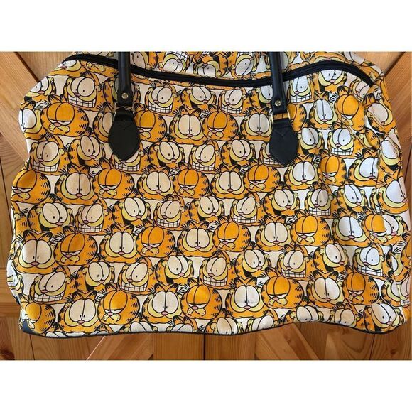 Garfield Faces Shoulder Strap Vintage Tote Bag Zipper Duffel Purse - Picture 4 of 12